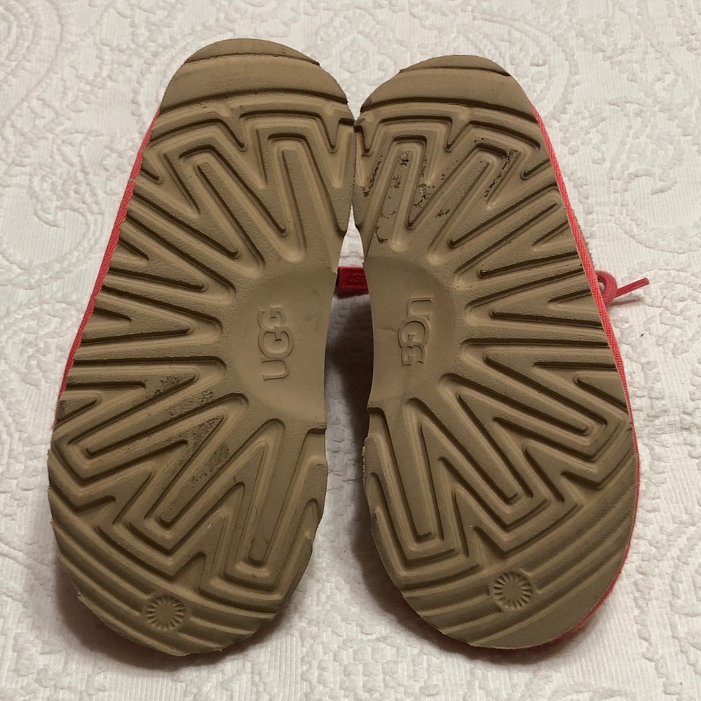 Kids Girls UGG Boots Size 11 Tan with Pink and Yellow Accents - Picture 10 of 11